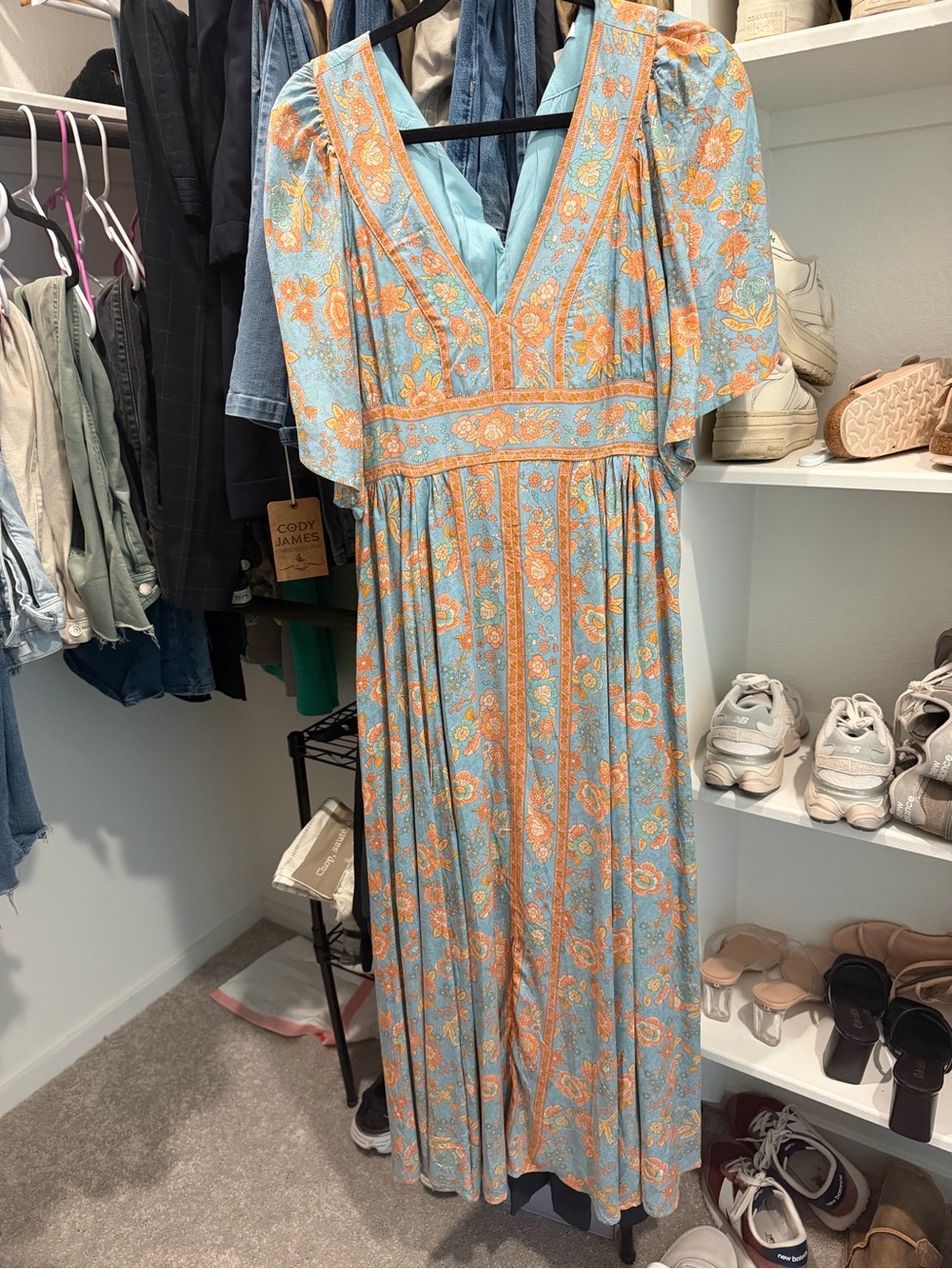 Baltic Born Blue and Orange Floral Maxi Dress - Picture 1 of 2